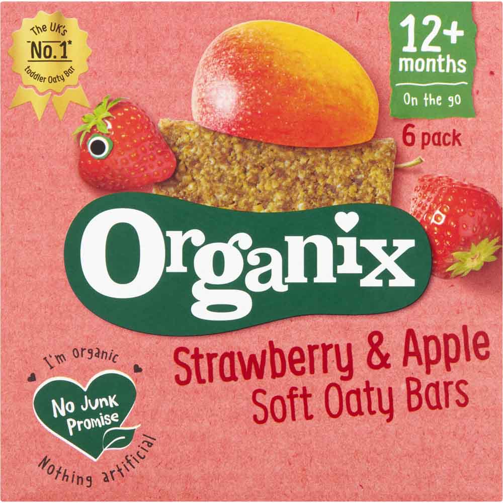 Organix Strawberry & Apple Soft Oaty Bars 6 x 30g Image 1
