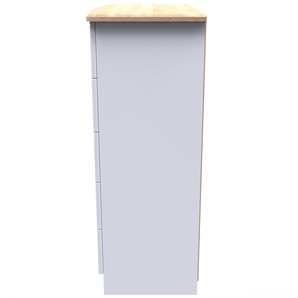 Crowndale Victoria 5 Drawer White Ash and Oak Chest of Drawers Image 3