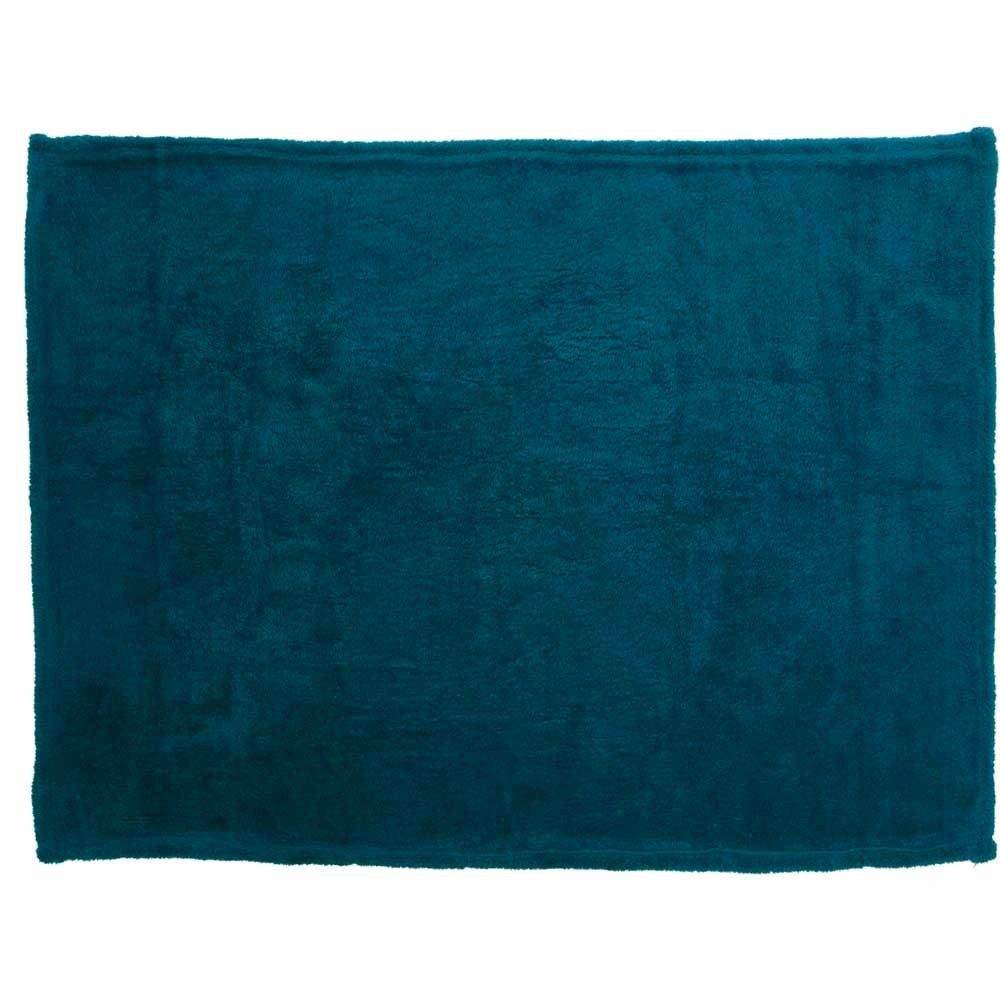 Wilko Dark Teal Teddy Throw 130 x 170cm Wilko