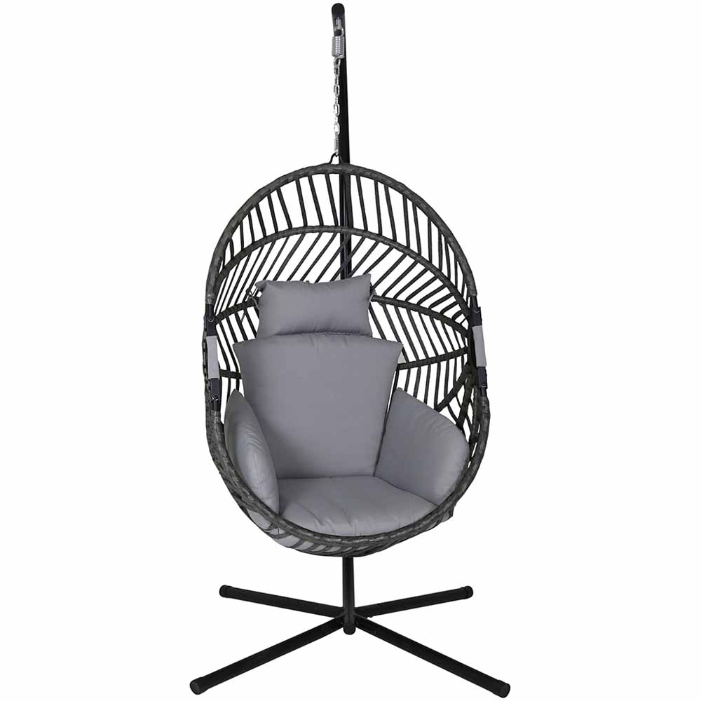 Charles Bentley Grey Rattan Egg Chair with Cushions Image 3