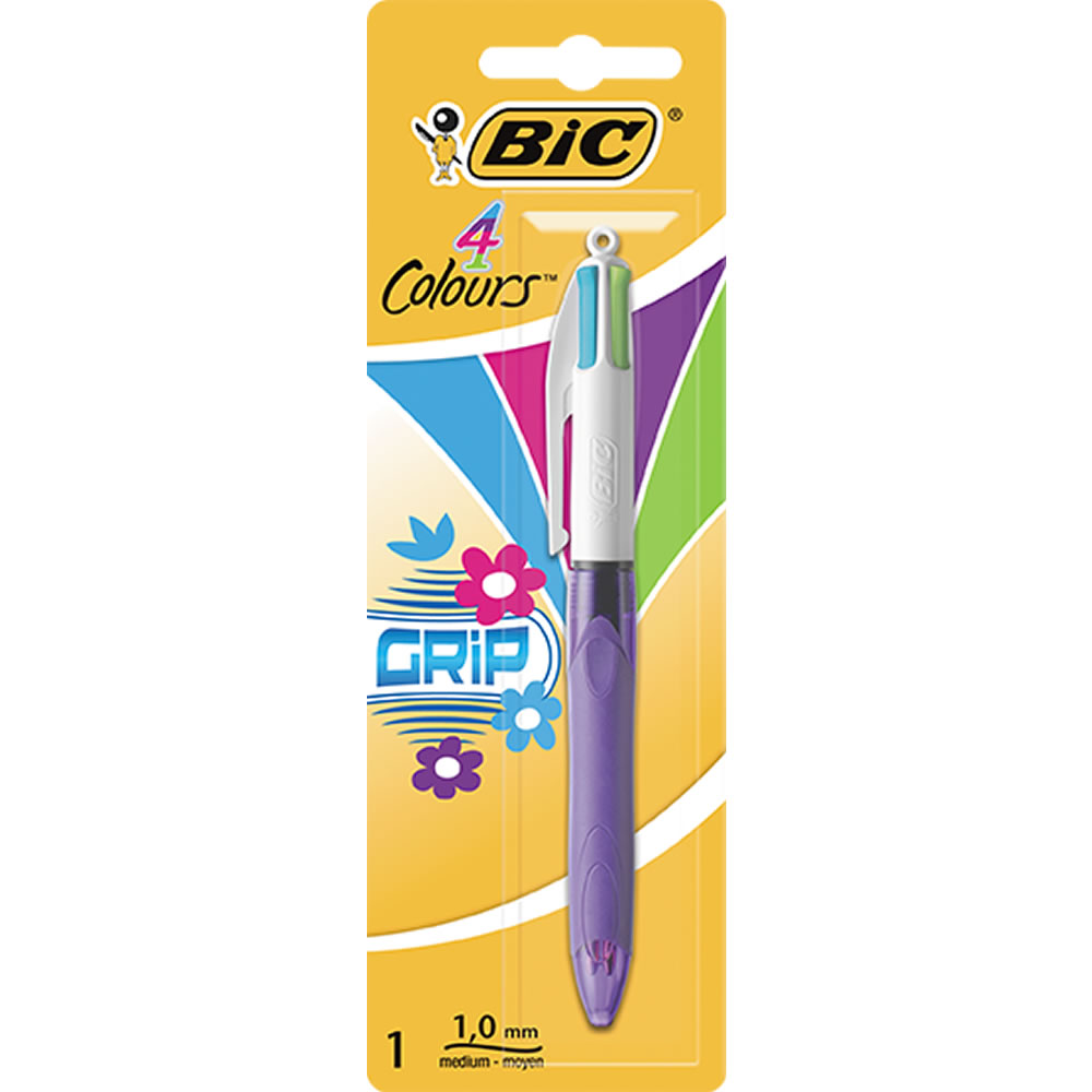 Bic 4 Colour Fashion Grip Retractable Ballpoint Pen Medium 1.0mm Four Colours