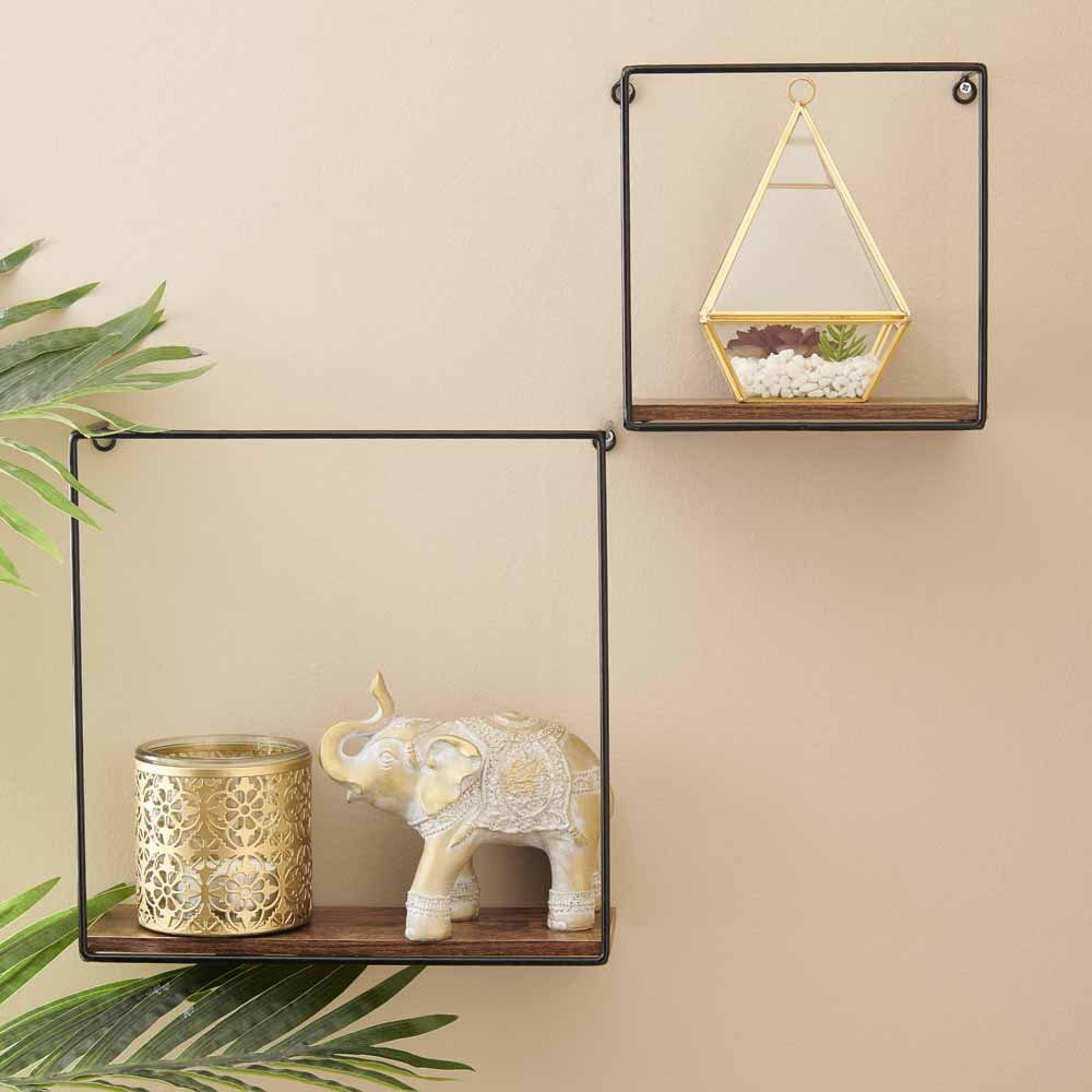 Wilko Set 2 Black Wire Cube Shelves Wilko