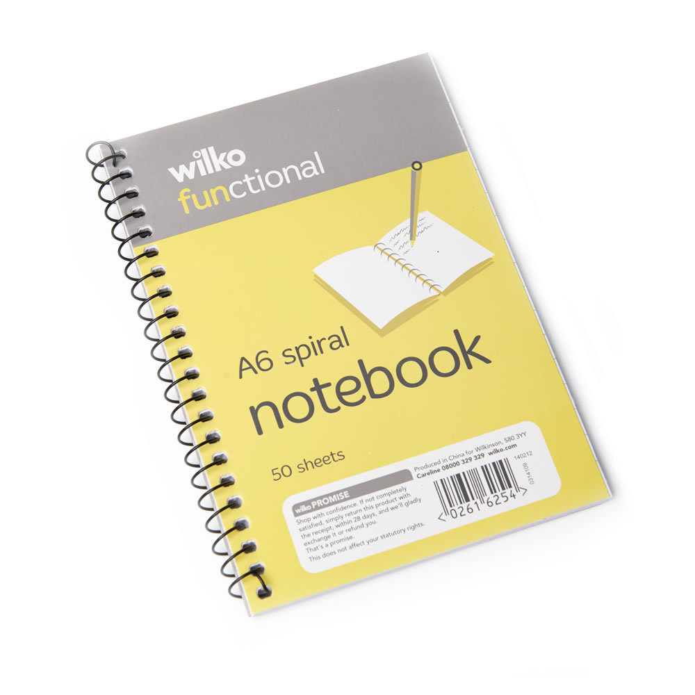 Wilko Functional A6 Spiral Notebook 50 Sheets Image