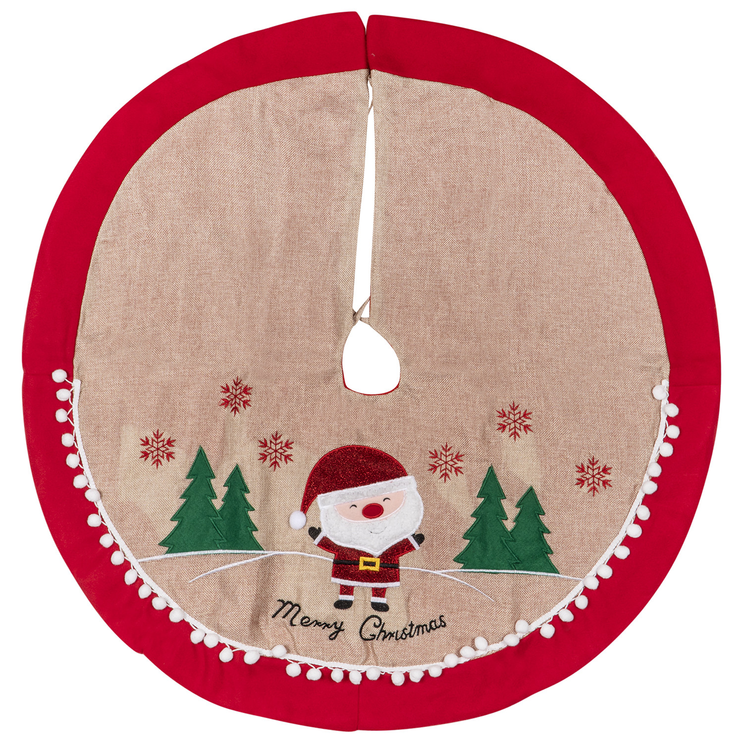 Pom Pom Santa Tree Skirt Image 1