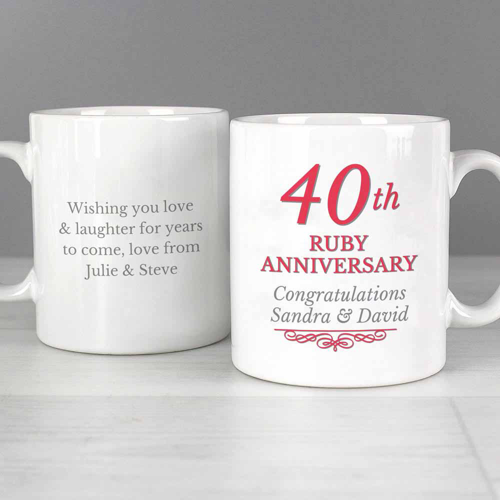 Personalised Memento Personalised 40th Ruby Anniversary Mug Set Image 3
