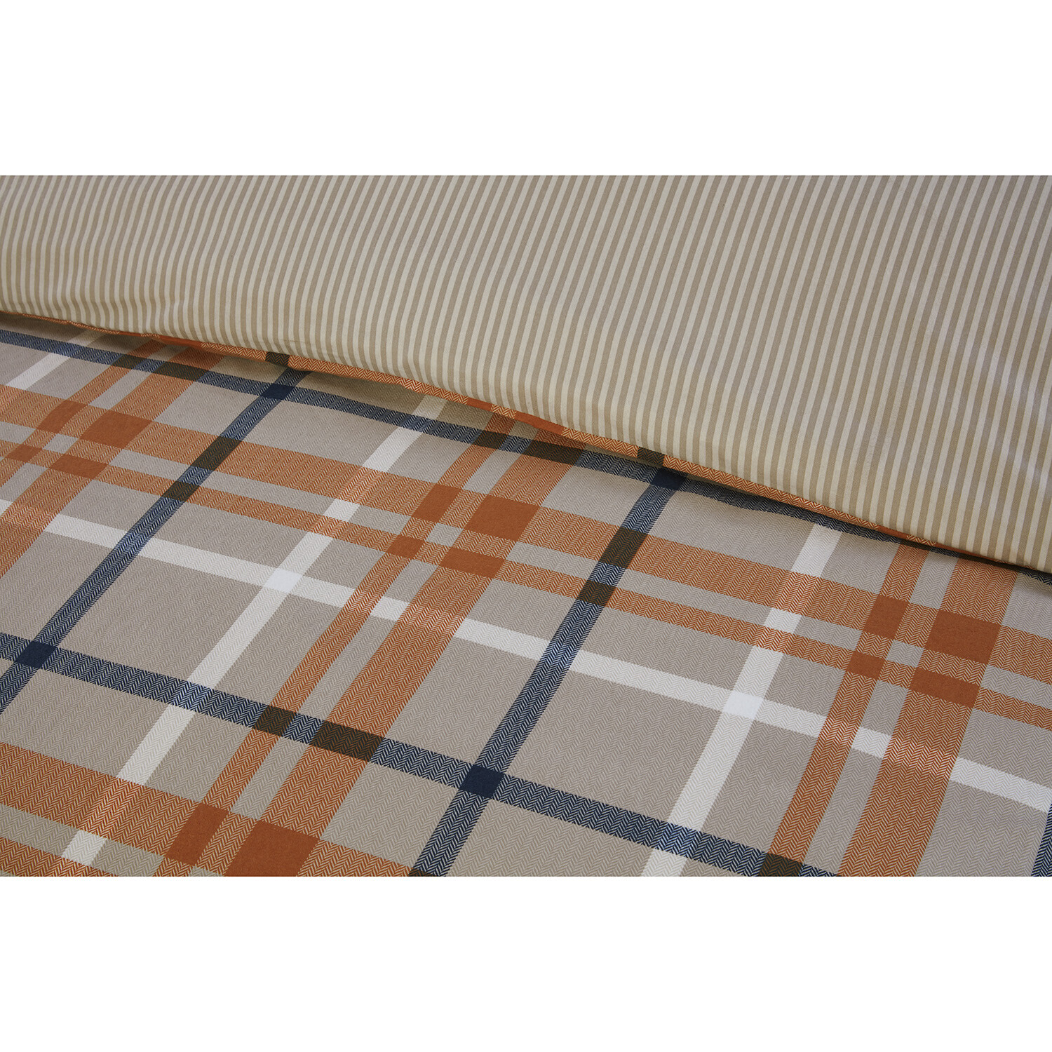 Harrison Check Duvet Cover and Pillowcase Set - Rust / Double Image 4