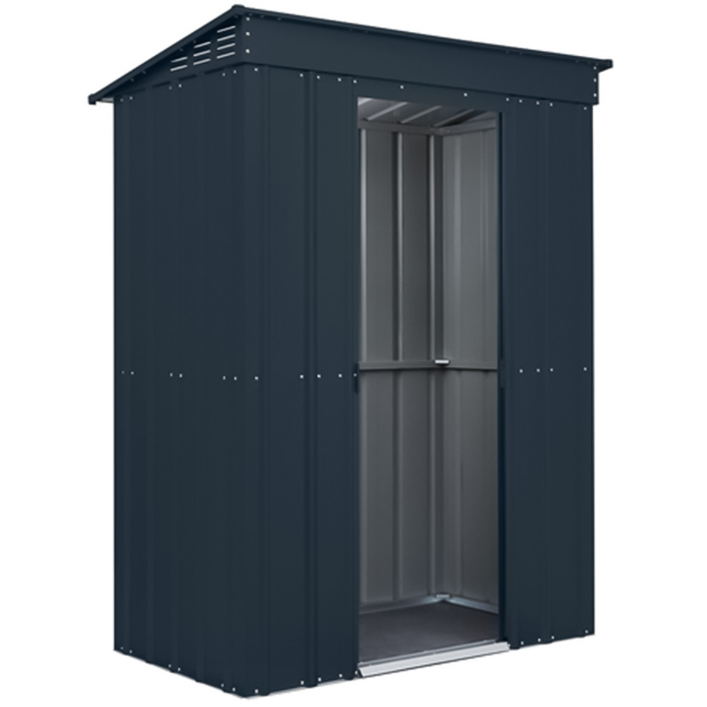 StoreMore Globel 5 x 3ft Double Door Anthracite Grey Pent Metal Shed Image 2