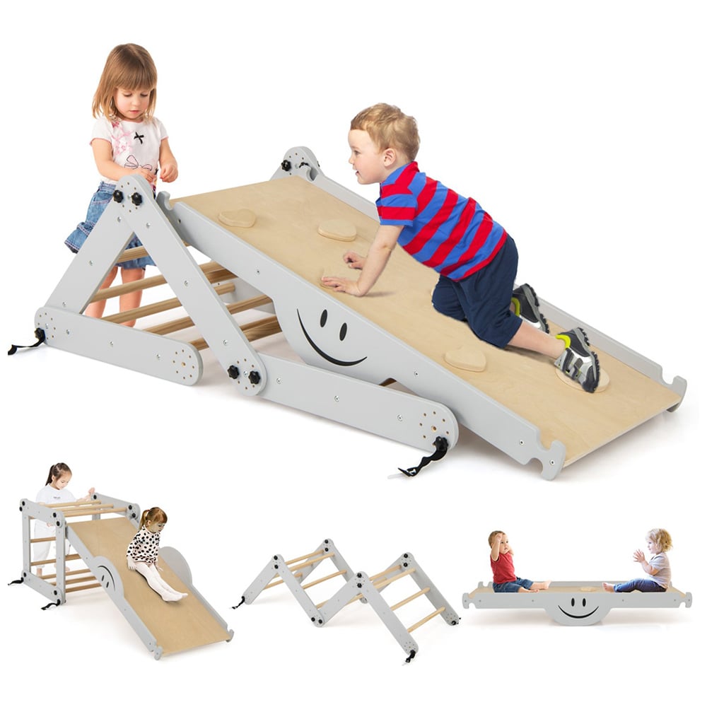 Costway Grey Montessori Foldable Climbing Set Image 3