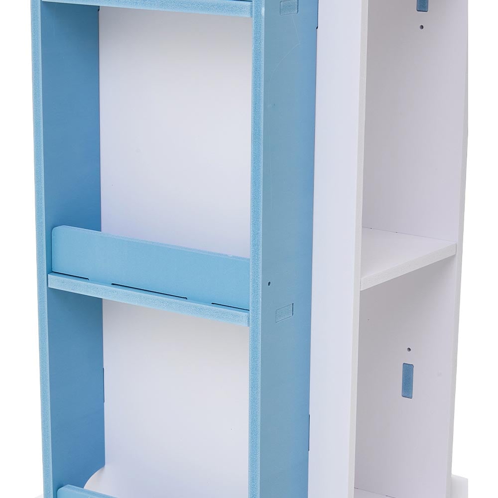 Living and Home 4 Tier Blue and White Castle Style Kids Rotatable Open Bookcase Image 4
