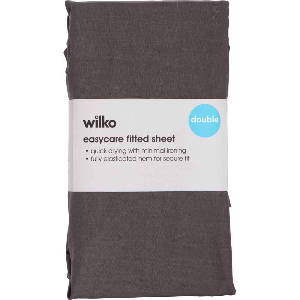 Wilko Easy Care Double Charcoal Fitted Bed Sheet Image 2