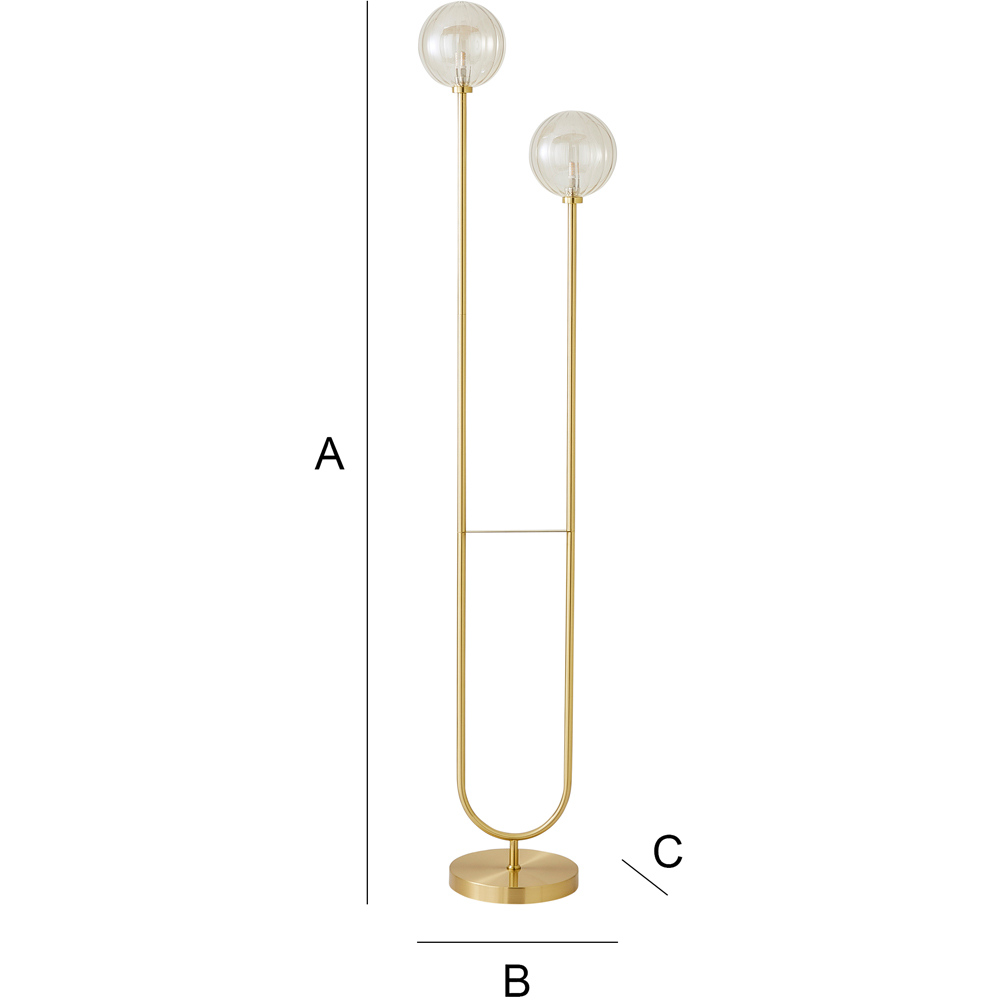 ValueLights Chessy 2 Way Ribbed Glass Gold Stem LED Floor Lamp Image 8