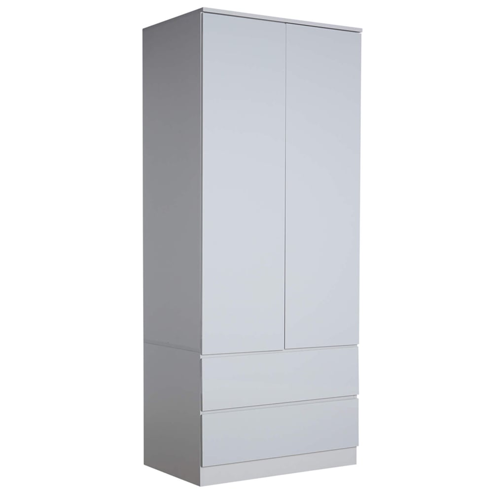 Home Source 2 Door 2 Drawer Grey Modern Wardrobe Image 2