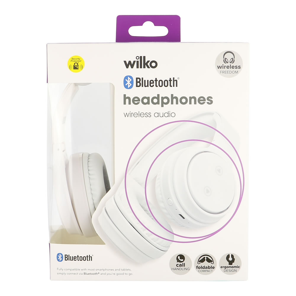 Wilko White Wireless Headphones Image 1