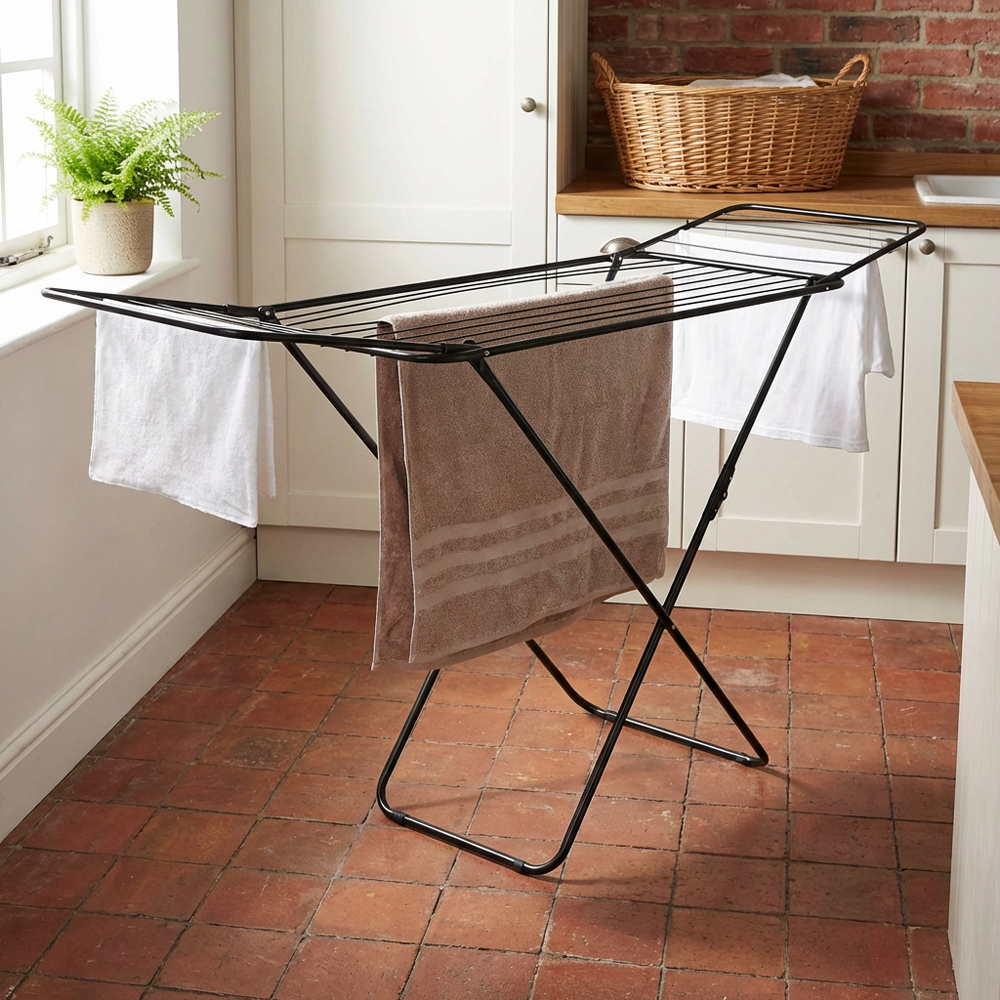Living Solutions Wire Clothes Airer 18m - Black Image 6