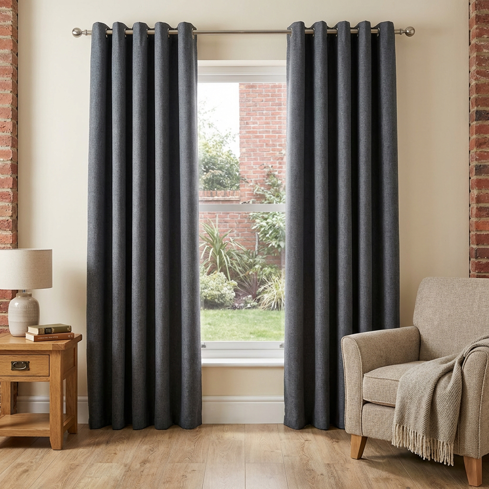 My Home Taylor Charcoal Blackout Eyelet Curtains 229cm Image 4