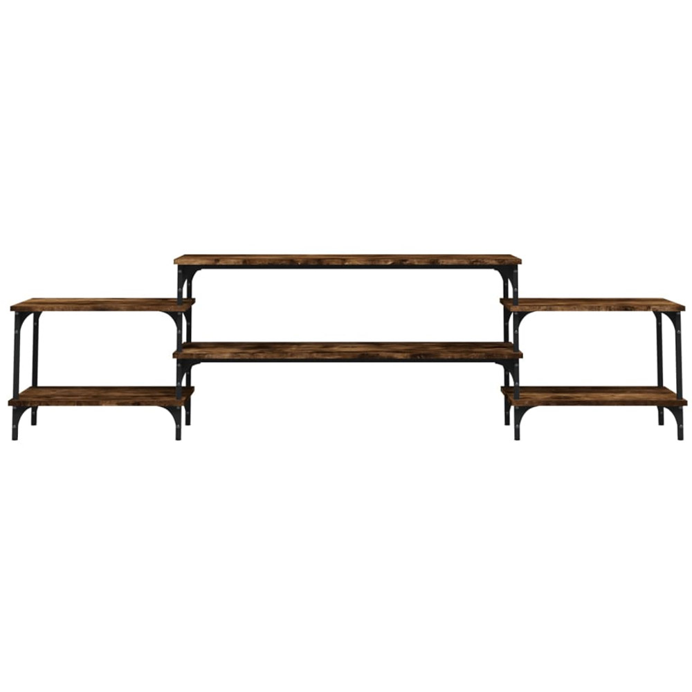 vidaXL 3 Open Shelf Smoked Oak Wide TV Cabinet with Adjustable Legs Image 5