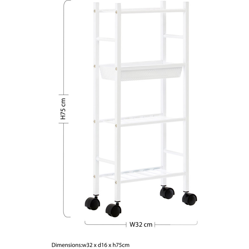 Dara 4-Tier White Trolley with Basket Image 4