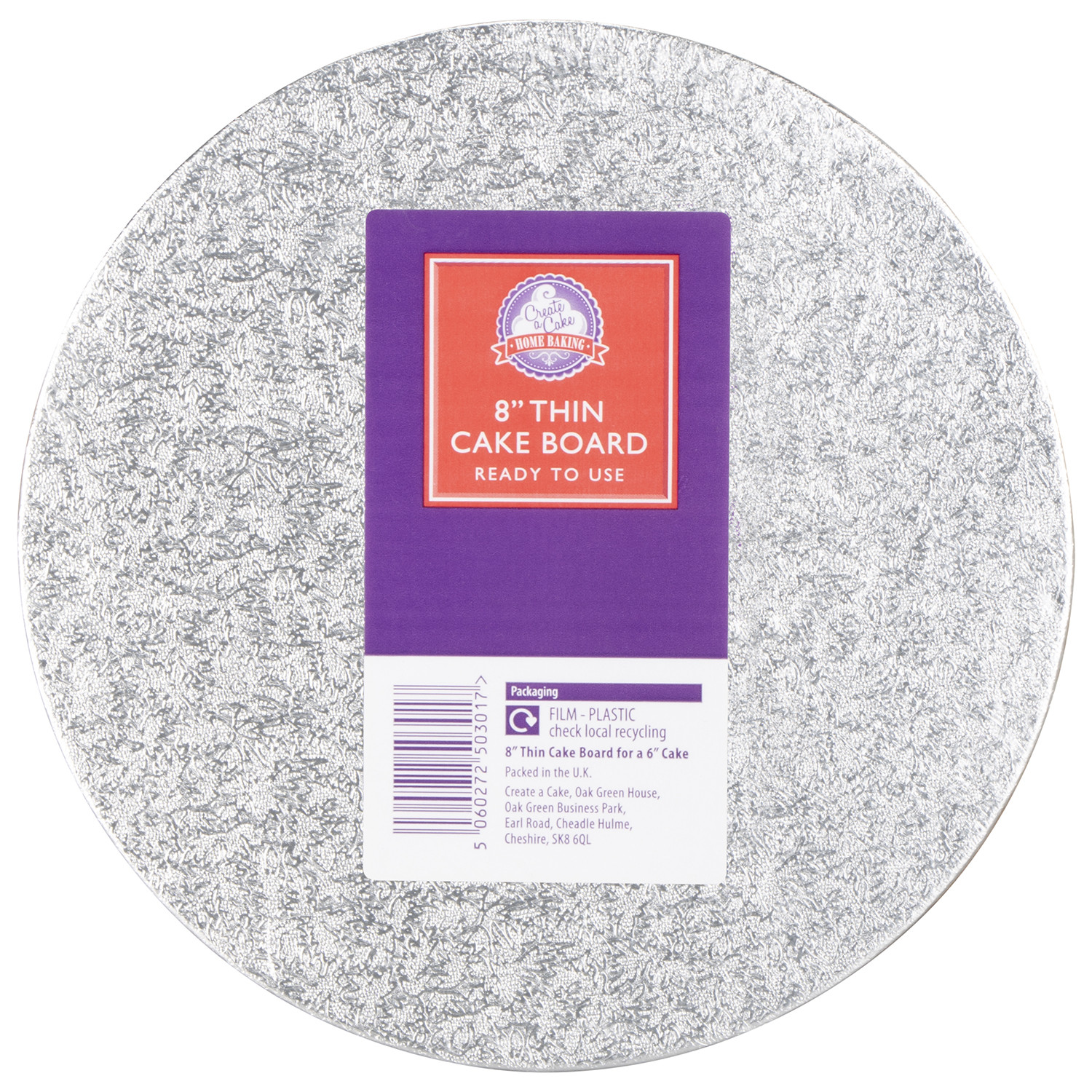 Round Thin Cake Board - Silver / 20.3cm Image 1