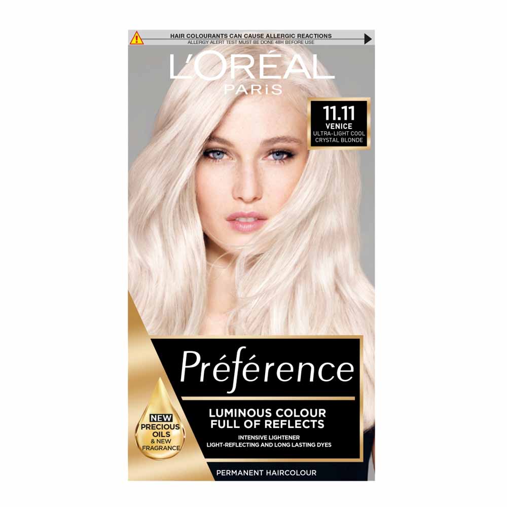 L'Oreal Paris Preference 11.11 Venice Ultra-Light Crystal Blonde Permanent Hair Dye Image 1