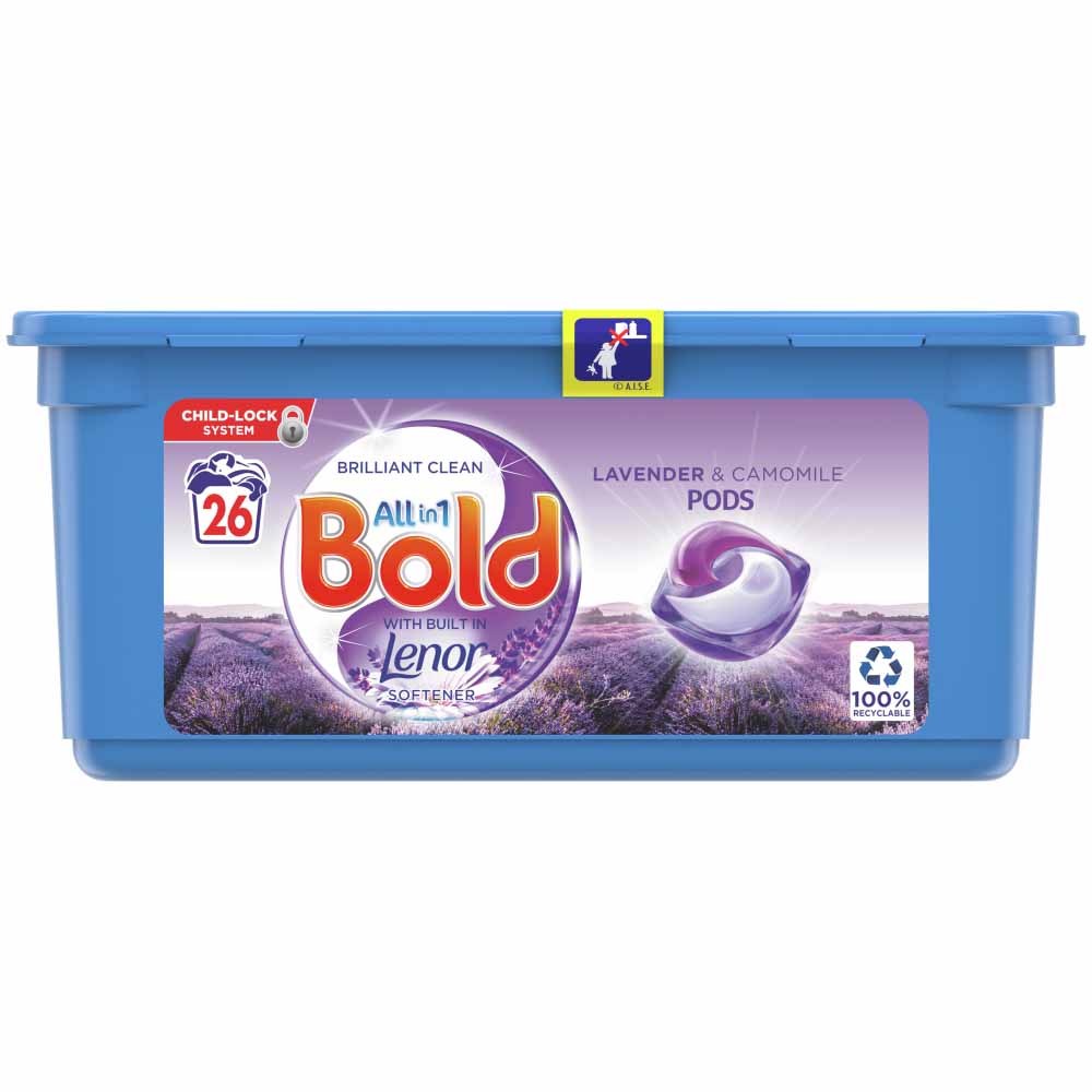 Bold All-in-1 Pods Lavender & Camomile Washing Liquid Capsules 26 Washes Image 1