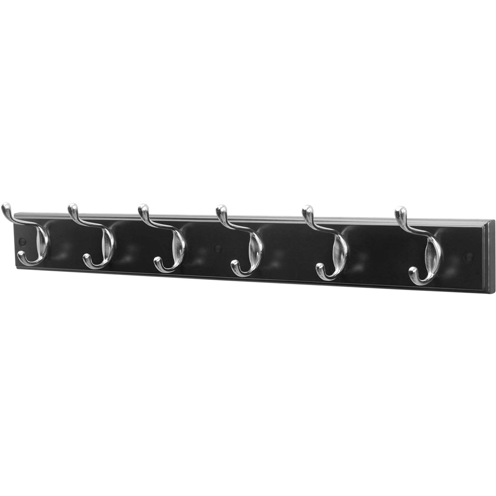 House of Home Black Wood 6 Hook Coat Rail Image 1