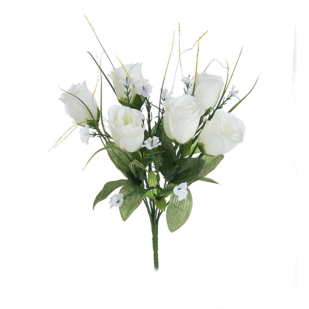 Wilko White Rose Bunch of Artificial Flowers Image