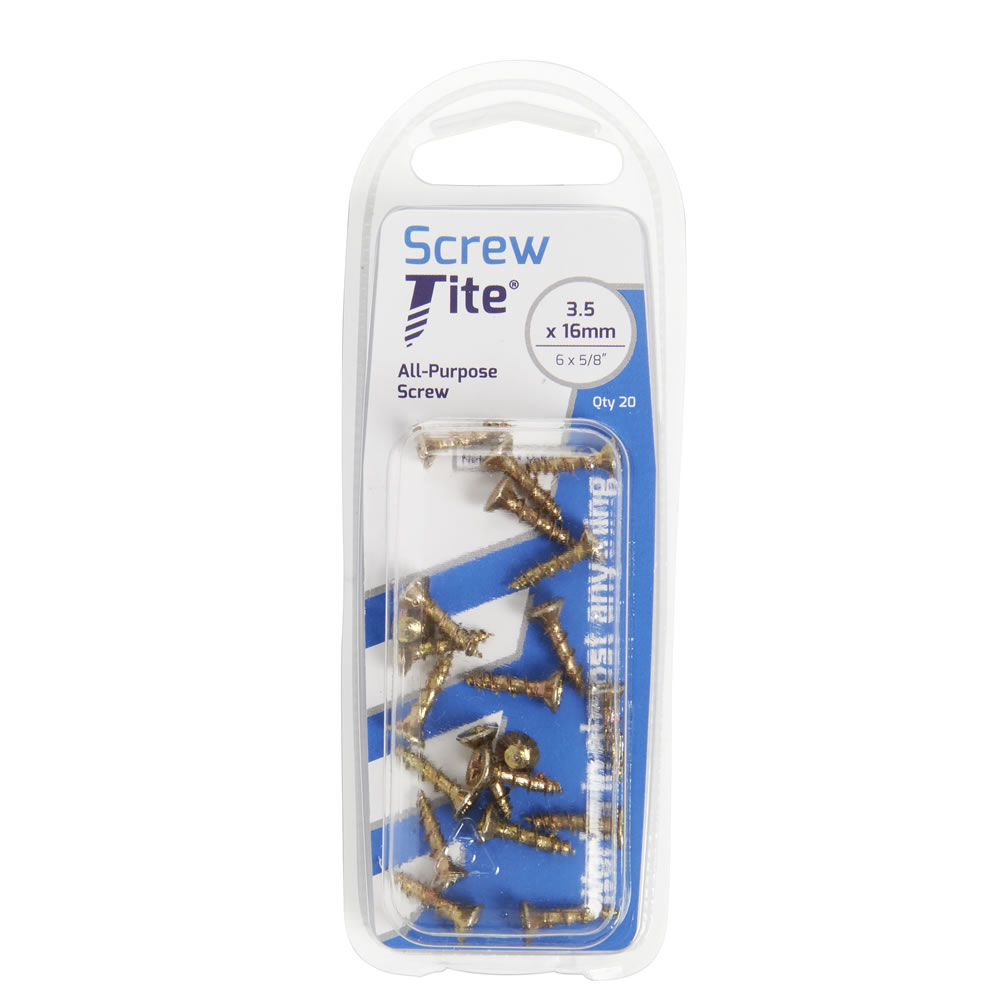 Screw Tite 3.5 x 16mm Screw Net Coat Yellow 20 Pack Image 2