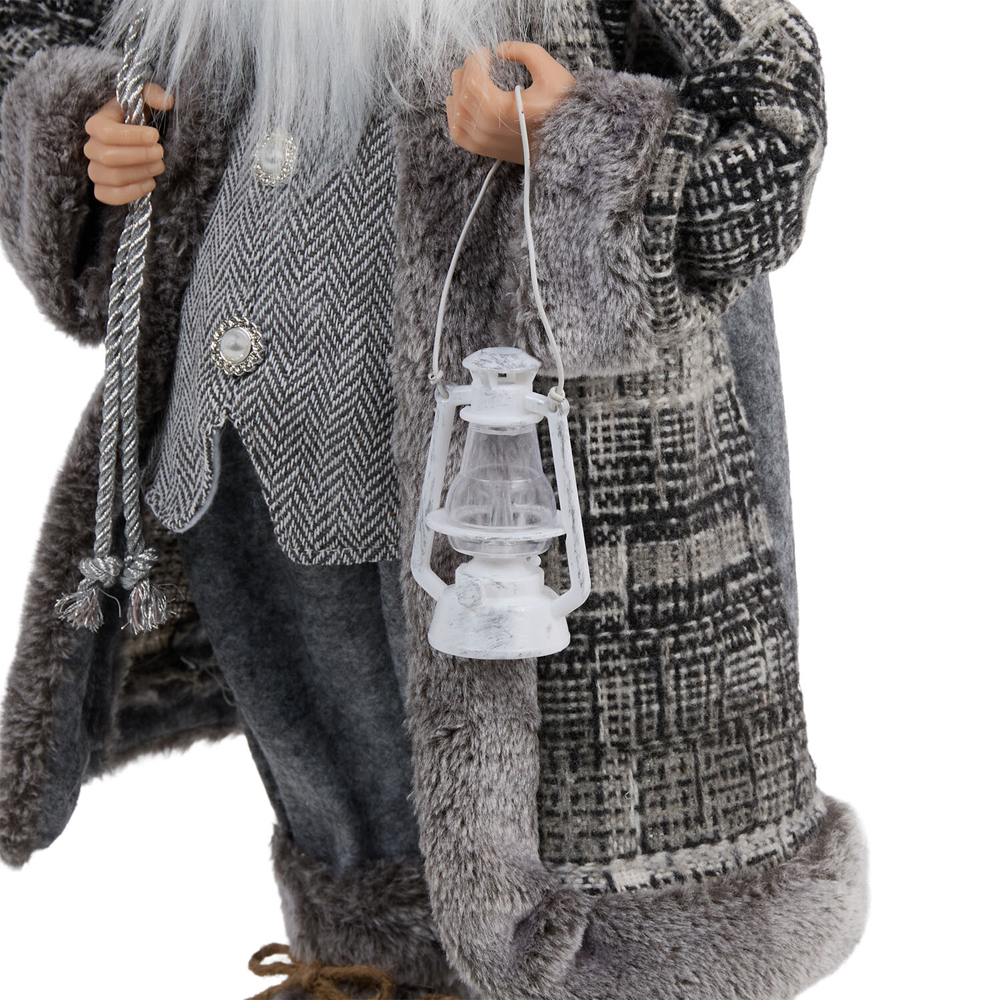 Scandi Standing Santa Decoration Grey Image 6