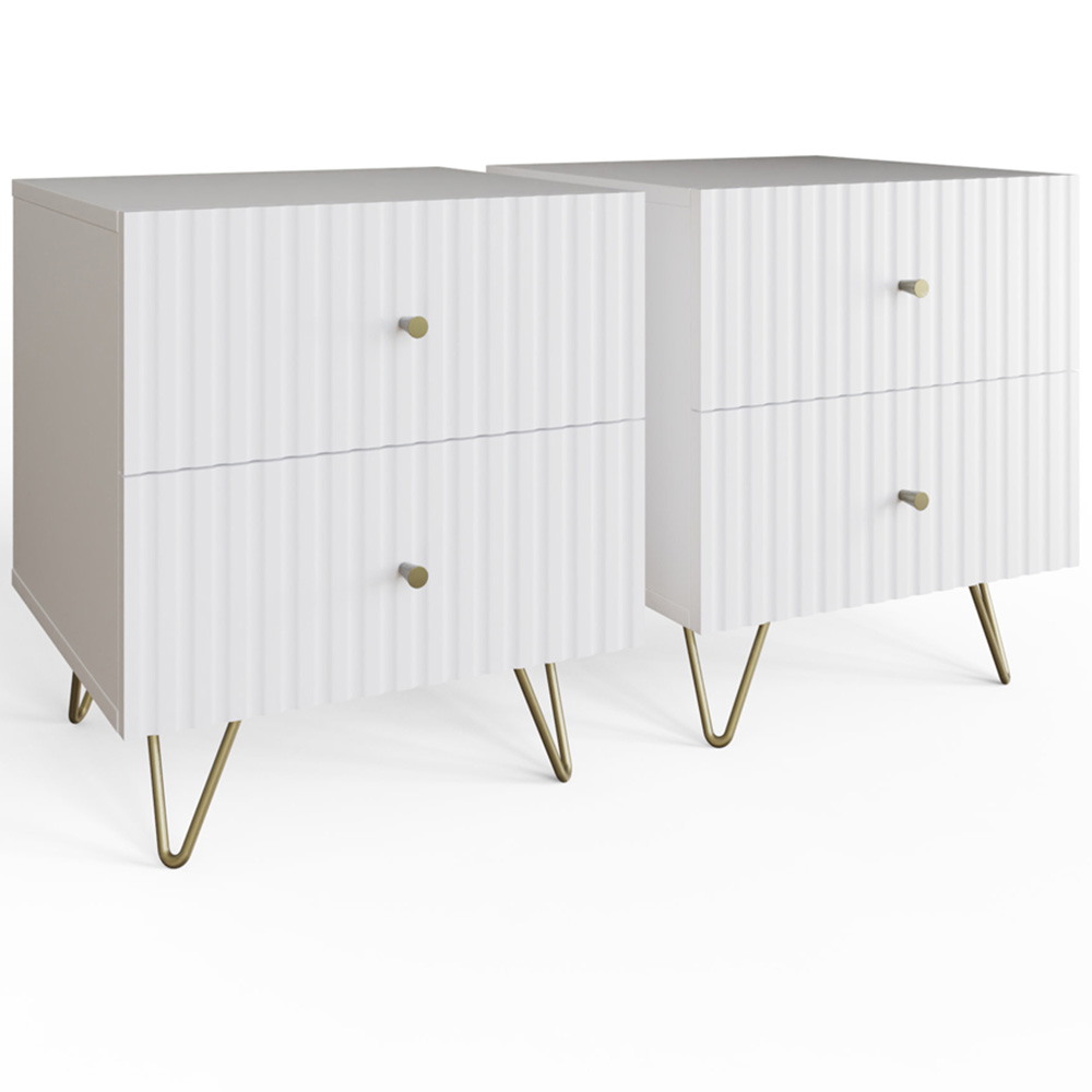 GFW Thalia 2 Drawer White Bedside Table Set of 2 Image 2