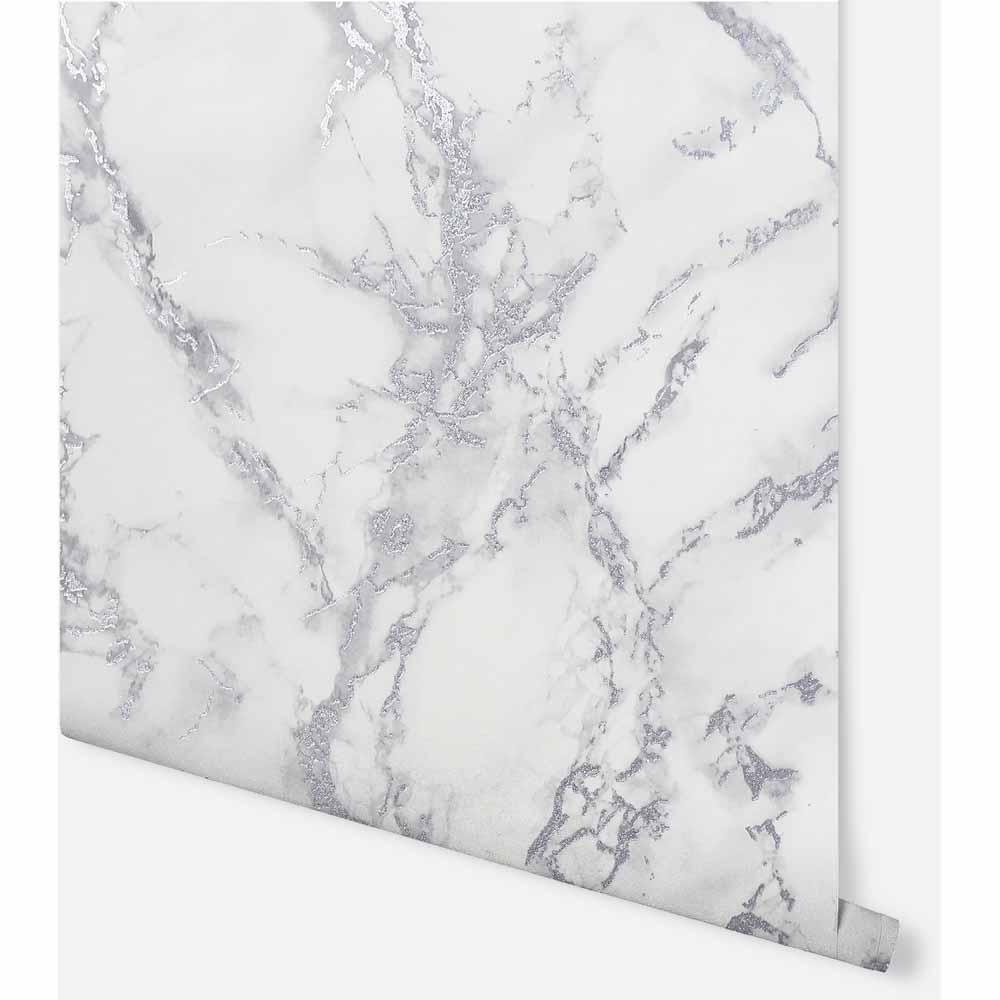 Arthouse Carrara Marble Silver Wallpaper Image 2