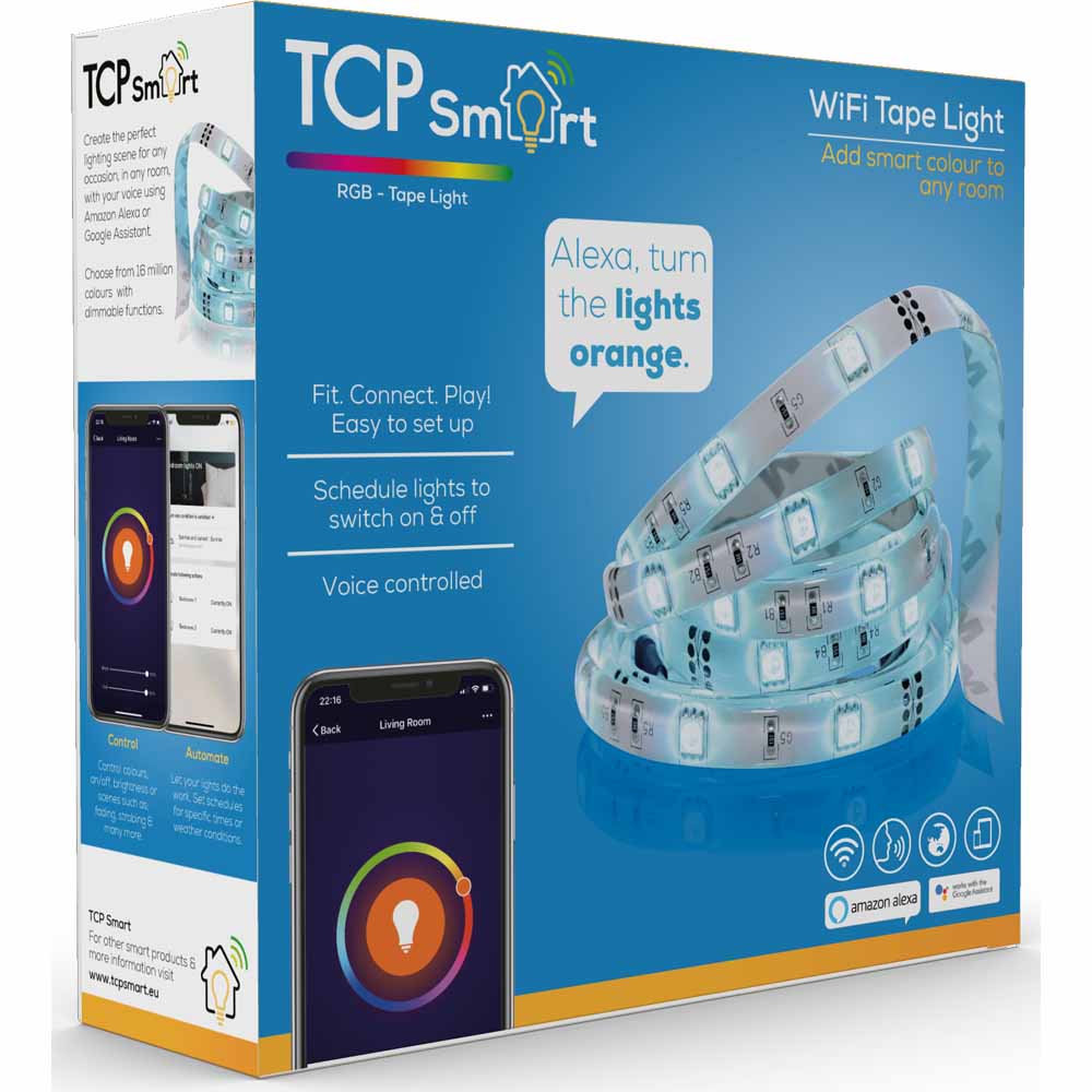 TCP 1 Pack LED Colour Changing Smart WiFi Tape Light 3 metres Image 2