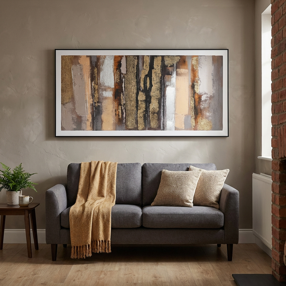 Bronze Effect Abstract Canvas - Multicolour Image 4