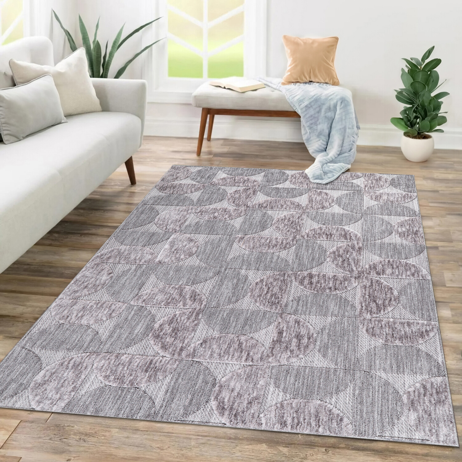 Broadway Demi Moon Rug  - Grey / 120cm Image 2