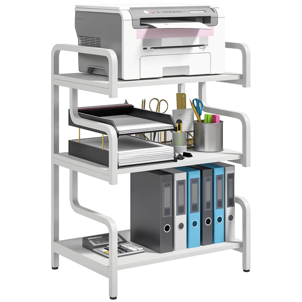 HOMCOM White 3 Shelf Metal Storage Shelf Image 3