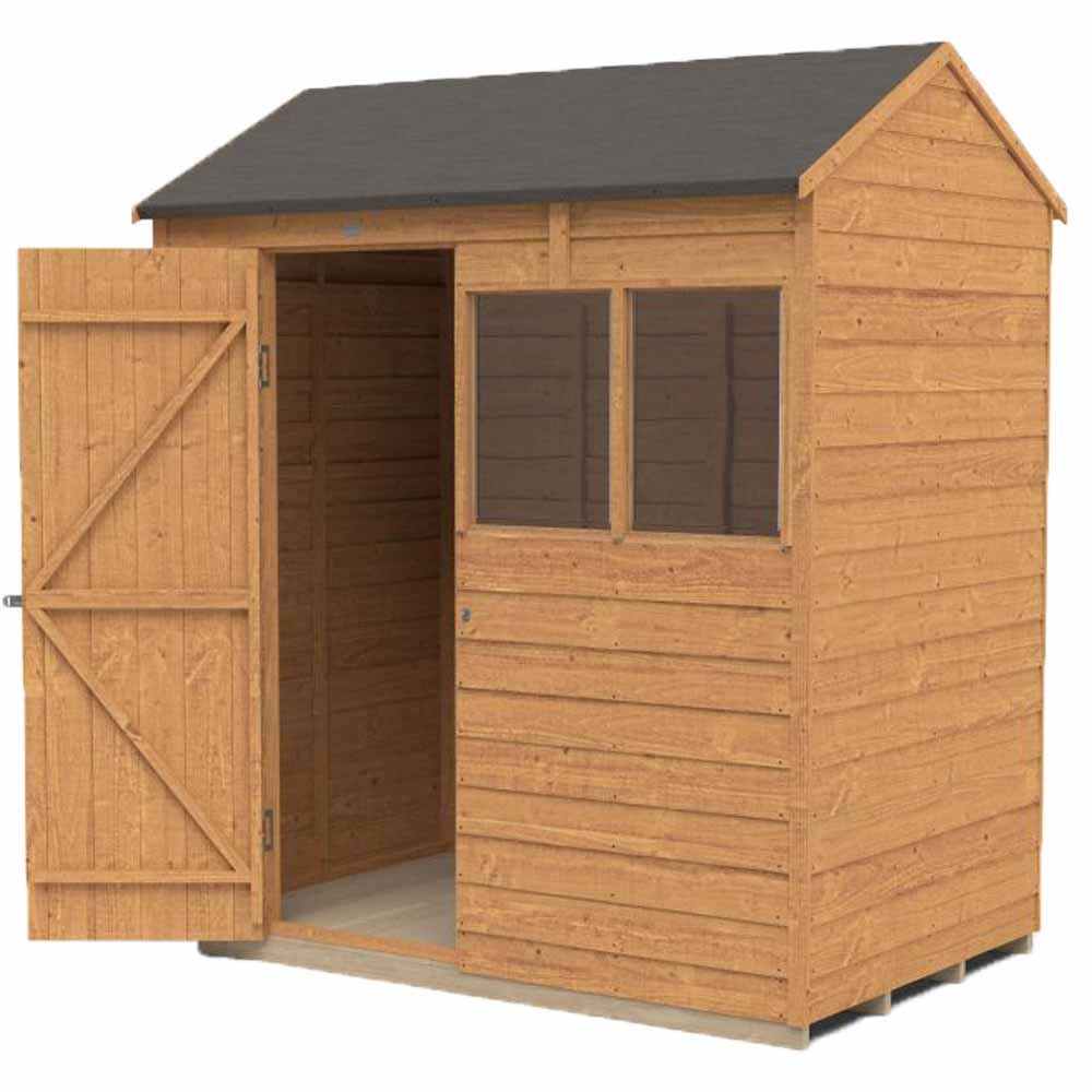 Forest Garden 6 x 4ft Overlap Dip Treated Reverse Apex Garden Shed Image 3