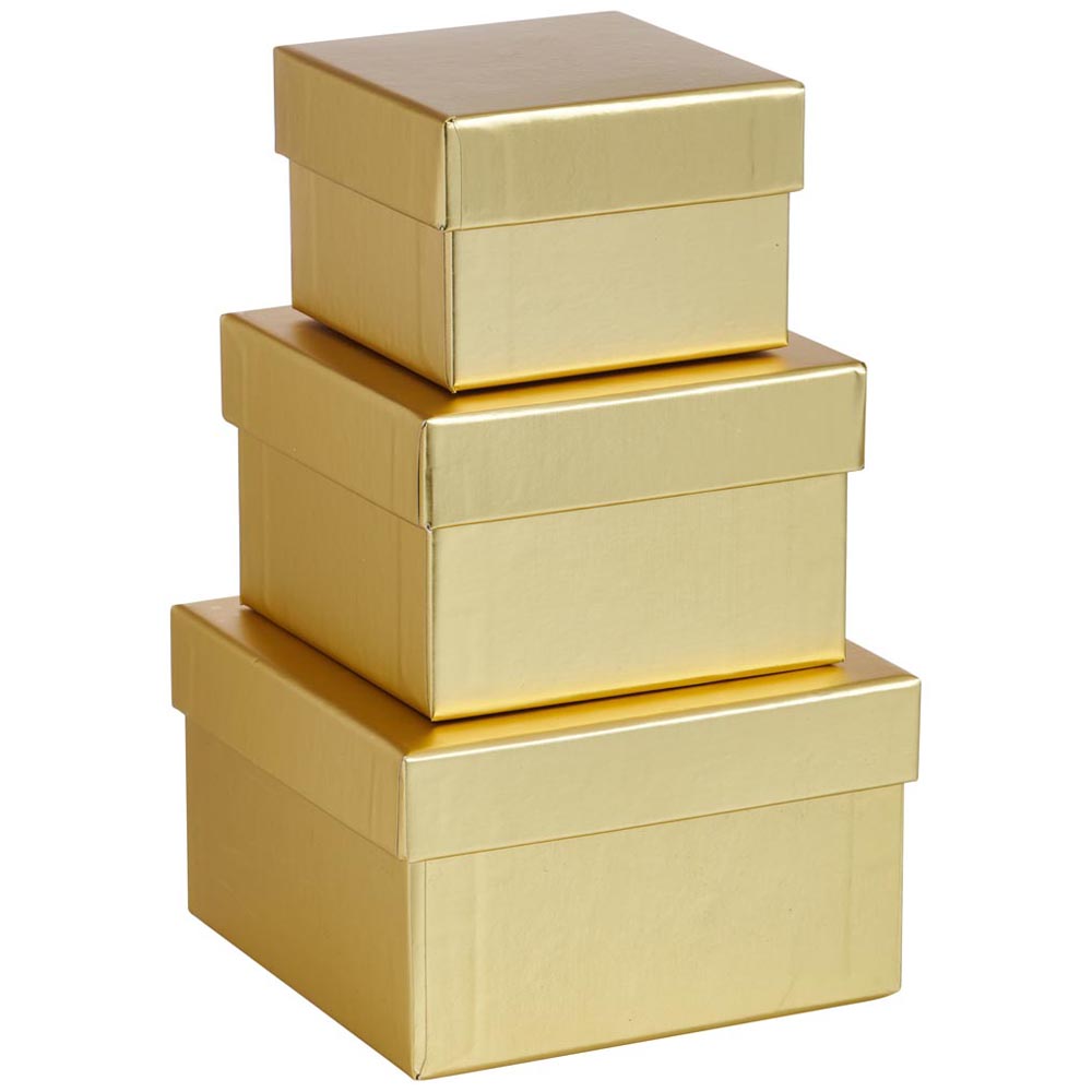 Wilko Gold Glitter Boxes 3 Pack Image 1