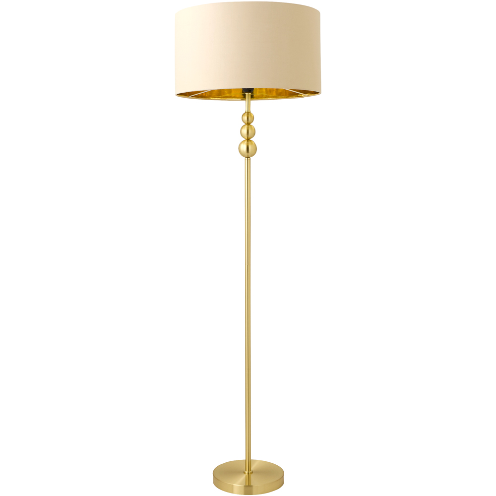 ValueLights Marissa Beige and Gold Shade Gold Ball LED Floor Lamp Image 1