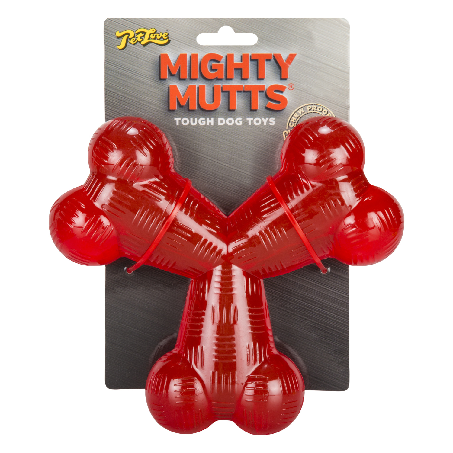 Pet Love Mighty Mutts Red Rubber Tri-Bone Dog Chew Toy Image