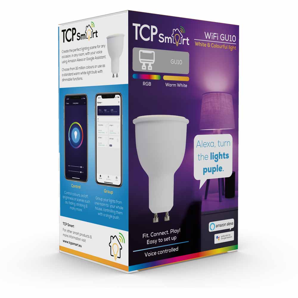 TCP 1 pack GU10 LED 380 Lumens RGB-W Smart WiFi Bu lb Image 2