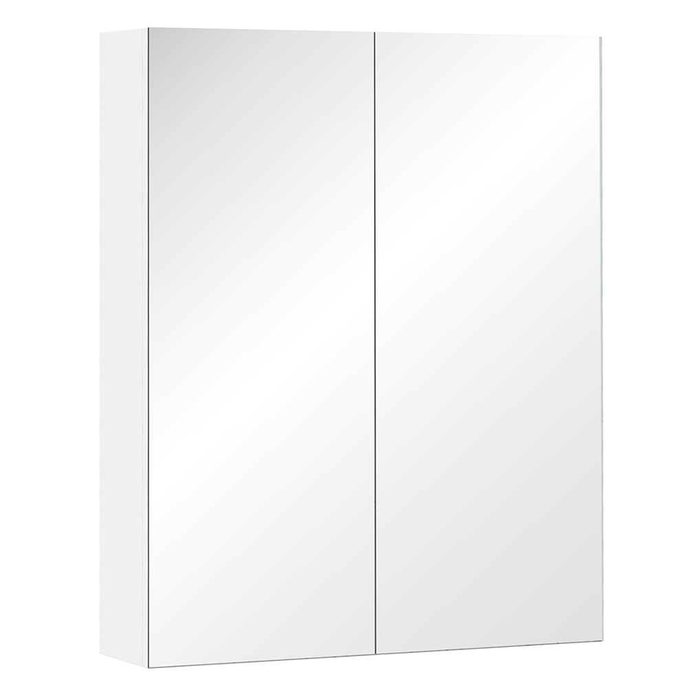 Portland White Wall Mounted Mirror Bathroom Cabinet Image 2
