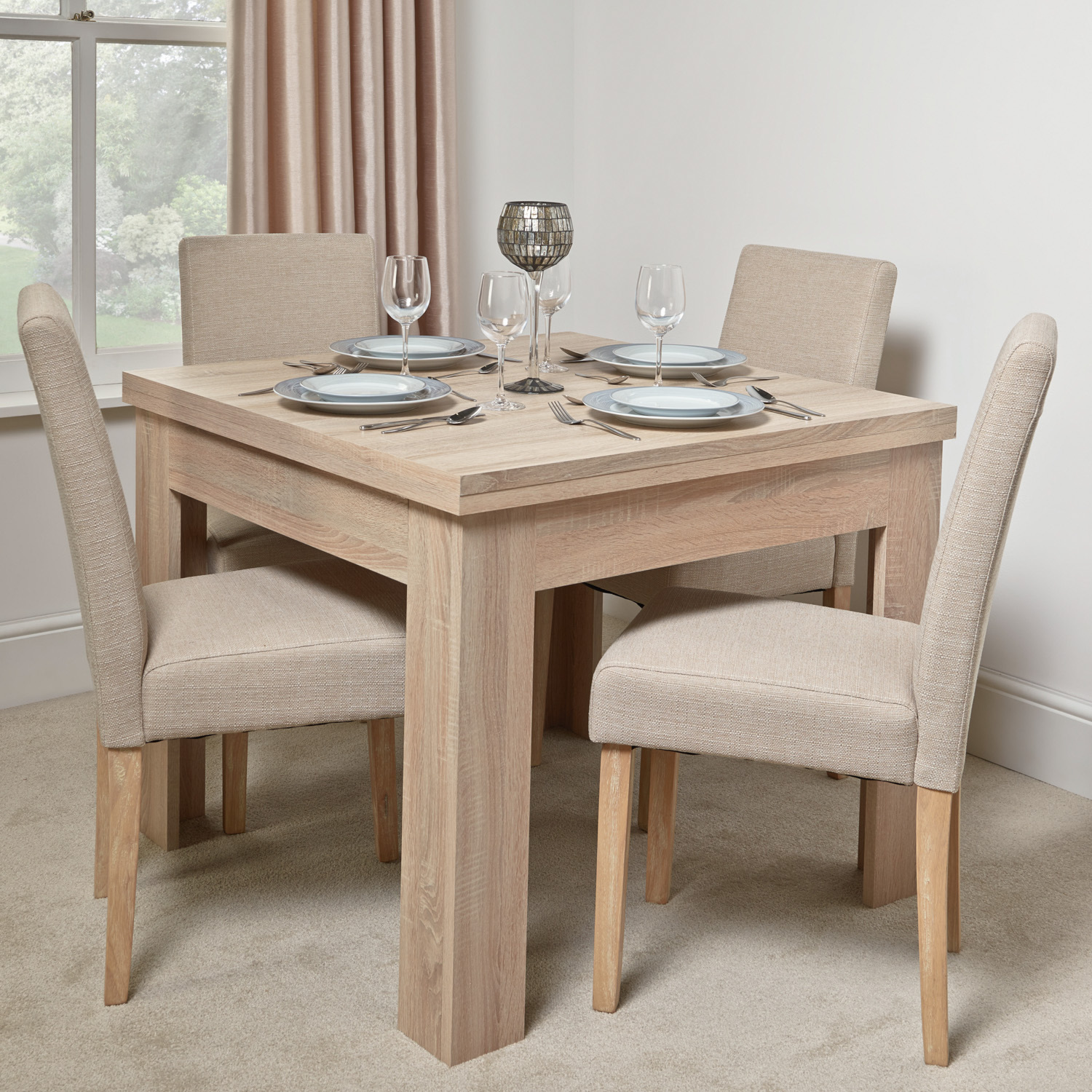 Calpe Flip Extending Dining Table - Brown Image 1