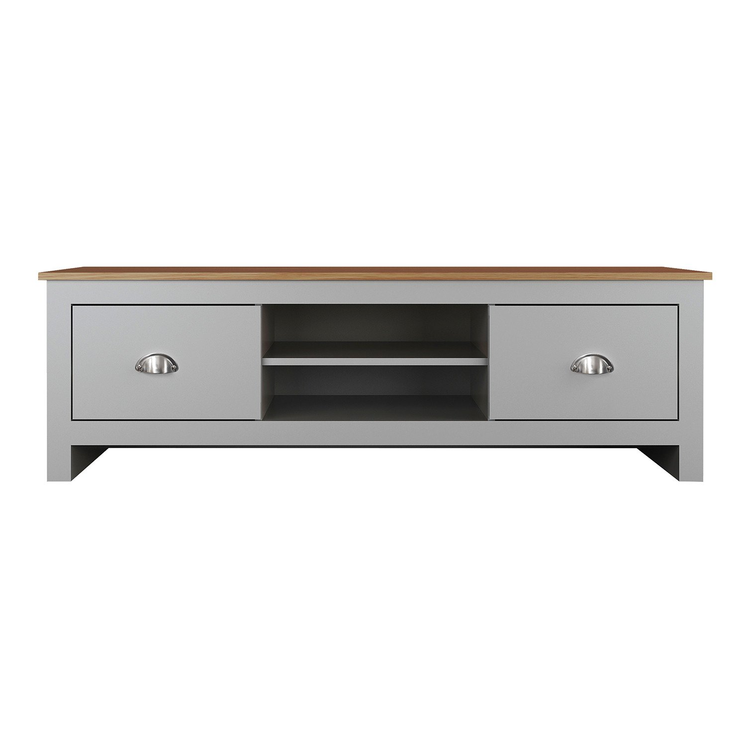 Lexington 2 Drawer 2 Shelf Grey TV Unit Image 2