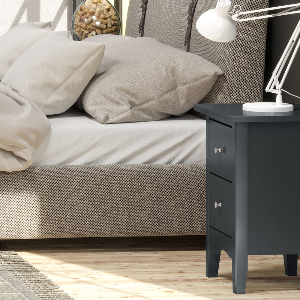 Como 2 Drawer Midnight Blue Petite Bedside Table Image 5