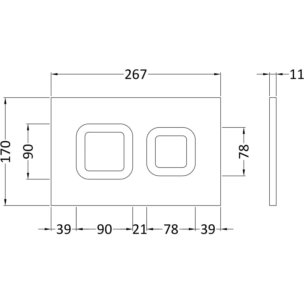 nuie Matt White Square Dual Flush Push Button Image 2