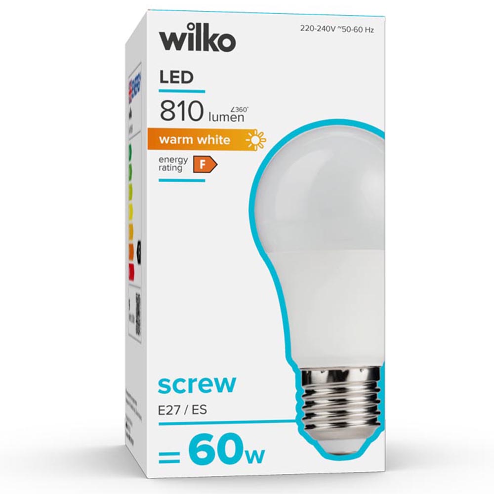 Wilko 1 Pack Screw E27/ES LED 810 Lumens Standard Light Bulb Image 1
