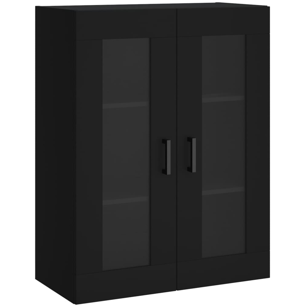vidaXL 2 Glass Door Black Wall Mounted Cabinet Image 2