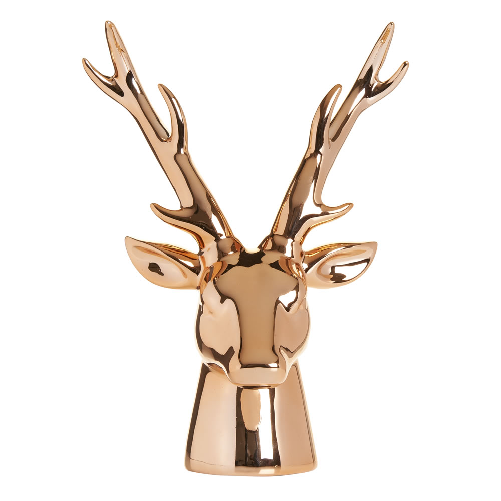 Wilko Country Christmas Copper Ceramic Stag Head Ornament Image