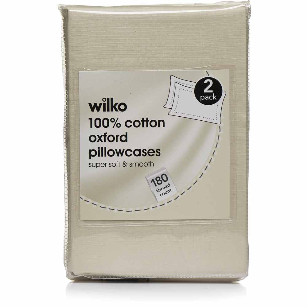 Wilko Parchment 100% Cotton Oxford Pillowcases 2 pack Image 3