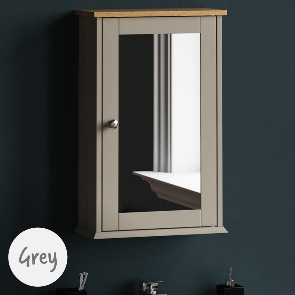 Lassic Bath Vida Priano Grey Single Door Mirror Bathroom Cabinet Image 1