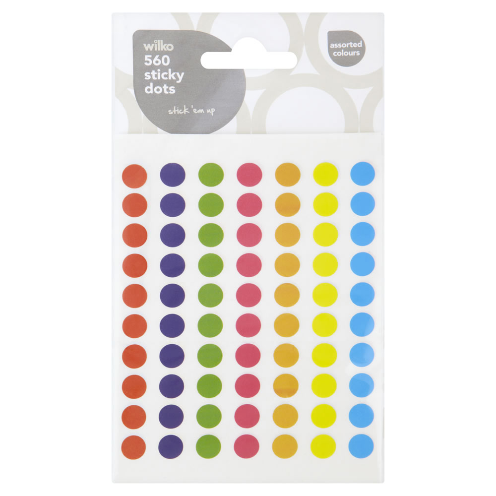 Wilko 560 Sticky Dots Assorted Colours Wilko